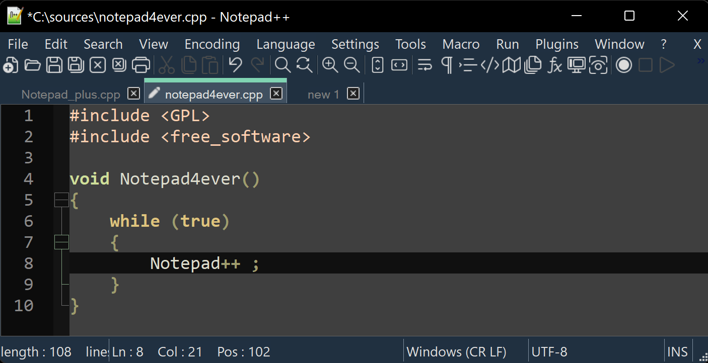 Notepad++软件界面截图